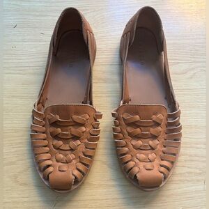 Tan Leather Huarache Flats
